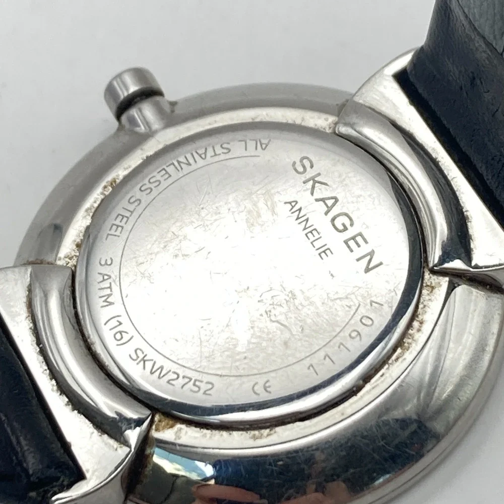 Skagen Annelie Womens Watch 34mm Silver Tone Crystals SKW2752 New Battery 8.5
